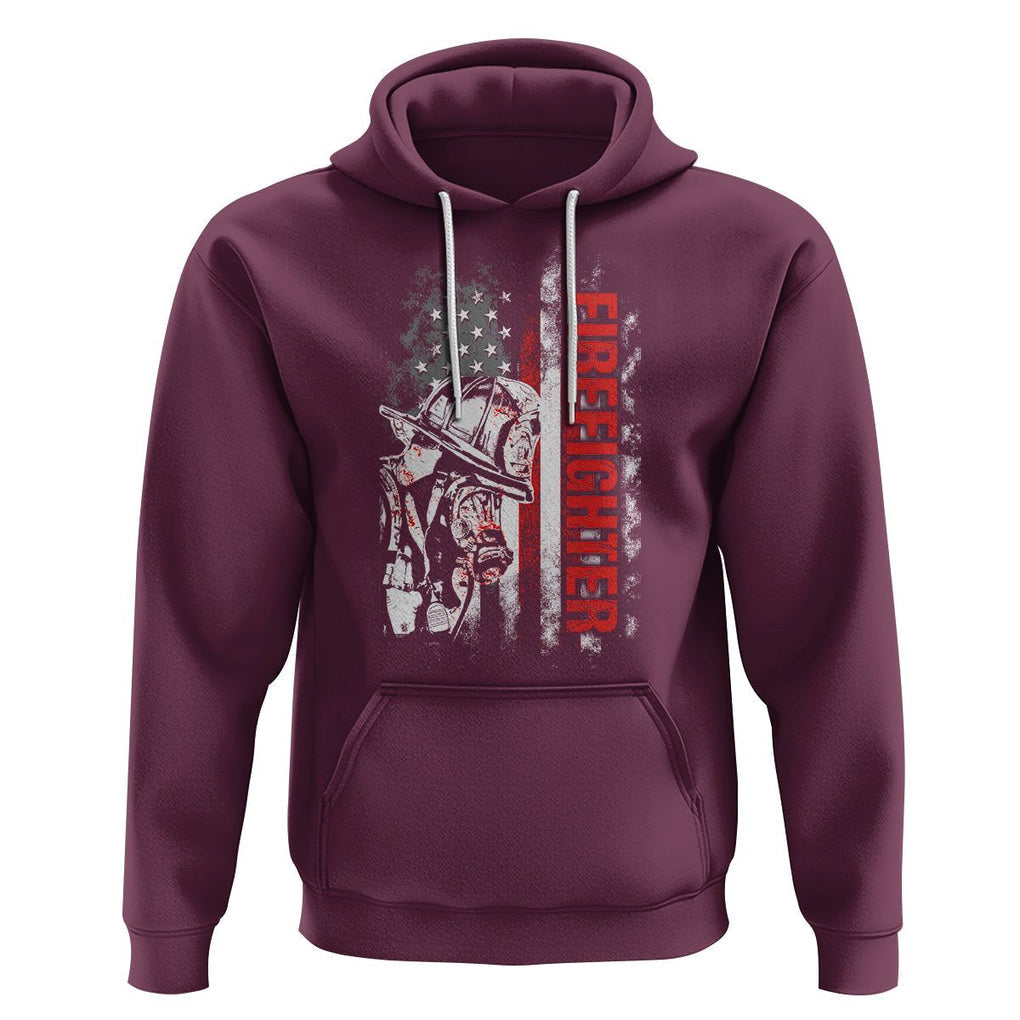 Firefighter Hoodie Fireman American Flag Thin Red Line Firefighter TS02 Maroon Printyourwear