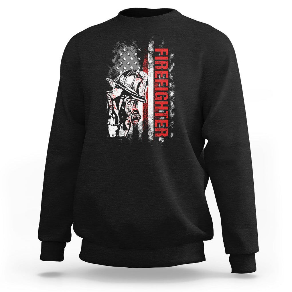 Firefighter Sweatshirt Fireman American Flag Thin Red Line Firefighter TS02 Black Printyourwear