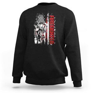Firefighter Sweatshirt Fireman American Flag Thin Red Line Firefighter TS02 Black Printyourwear