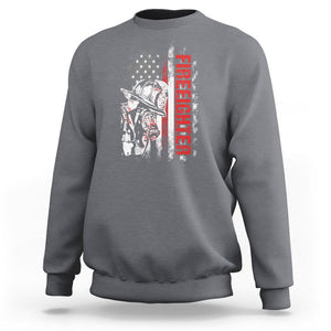 Firefighter Sweatshirt Fireman American Flag Thin Red Line Firefighter TS02 Charcoal Printyourwear