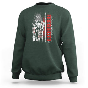Firefighter Sweatshirt Fireman American Flag Thin Red Line Firefighter TS02 Dark Forest Green Printyourwear