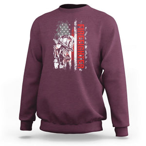 Firefighter Sweatshirt Fireman American Flag Thin Red Line Firefighter TS02 Maroon Printyourwear