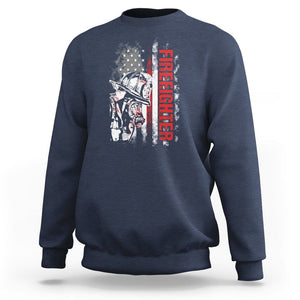 Firefighter Sweatshirt Fireman American Flag Thin Red Line Firefighter TS02 Navy Printyourwear