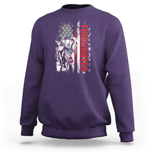 Firefighter Sweatshirt Fireman American Flag Thin Red Line Firefighter TS02 Purple Printyourwear