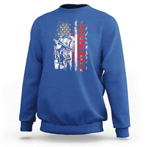 Firefighter Sweatshirt Fireman American Flag Thin Red Line Firefighter TS02 Royal Blue Printyourwear