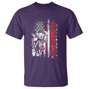 Firefighter T Shirt Fireman American Flag Thin Red Line TS02 Purple Printyourwear