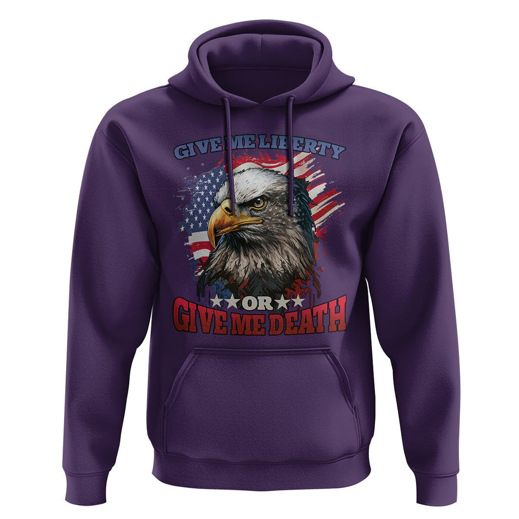 Patriotic American Eagle Hoodie US Flag Give Me Liberty Or Give Me Death 4th of July TS02 Purple Print Your Wear