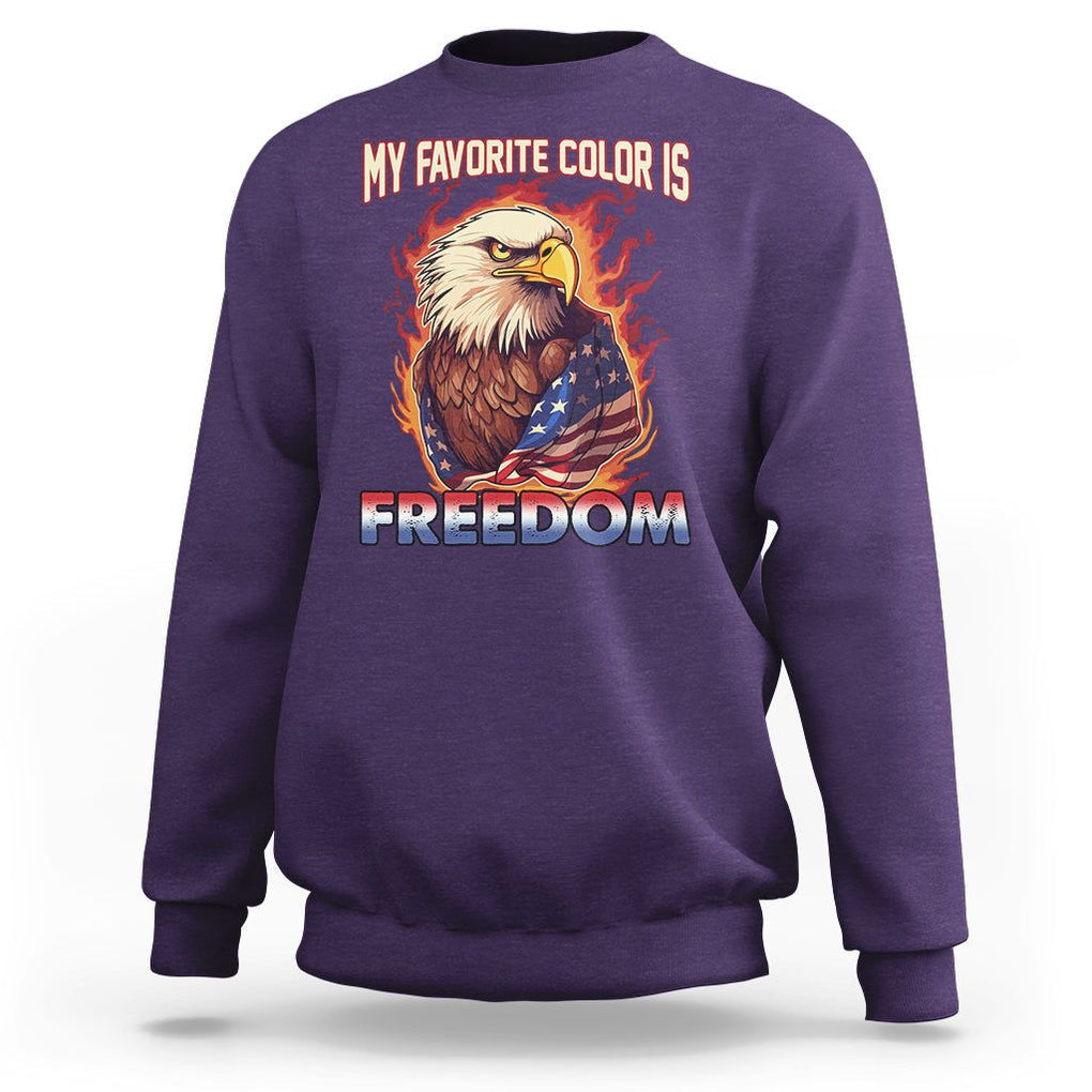 Patriotic American Eagle Sweatshirt My Favorite Color Is Freedom US Pride 4th of July TS02 Purple Print Your Wear