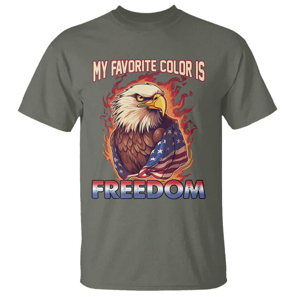 Patriotic American Eagle T Shirt My Favorite Color Is Freedom US Flag 4th of July TS02 Military Green Print Your Wear