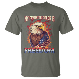 Patriotic American Eagle T Shirt My Favorite Color Is Freedom US Flag 4th of July TS02 Military Green Print Your Wear