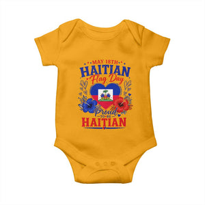 May 18th Haitian Flag Day Floral Hibiscus Baby Onesie Proud To Be Haitian Heritage Pride TS02 Gold Print Your Wear