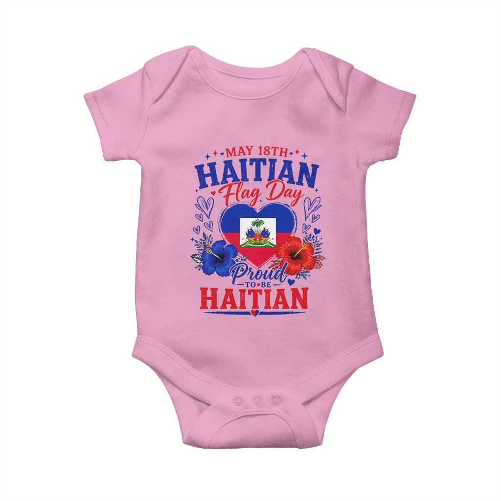 May 18th Haitian Flag Day Floral Hibiscus Baby Onesie Proud To Be Haitian Heritage Pride TS02 Light Pink Print Your Wear