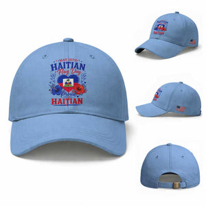 May 18th Haitian Flag Day Floral Hibiscus Baseball Cap Proud To Be Haitian Heritage Pride TS02 Baseball Cap Universal Fit Light Blue Print Your Wear
