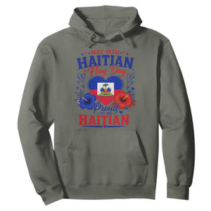 May 18th Haitian Flag Day Floral Hibiscus Hoodie Proud To Be Haitian Heritage Pride TS02 Military Green Print Your Wear