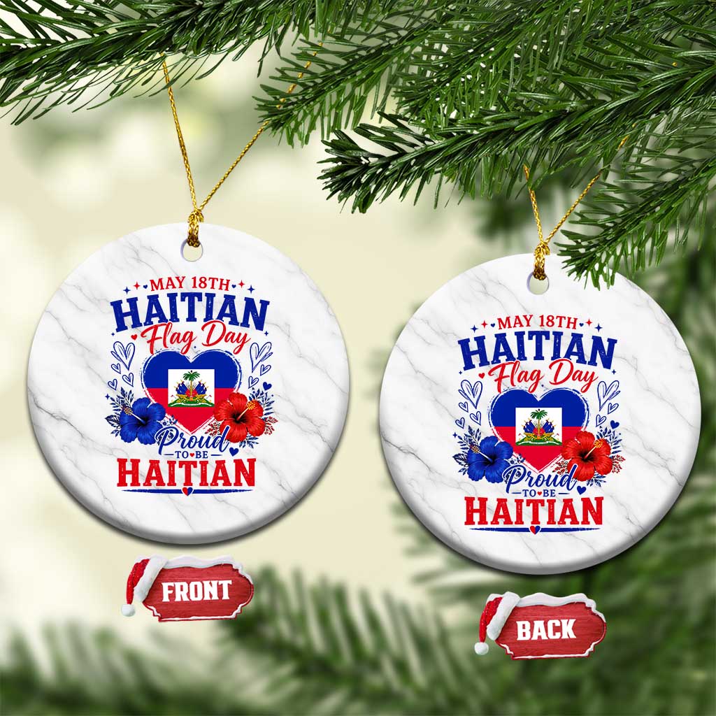 May 18th Haitian Flag Day Floral Hibiscus Ceramic Ornament Proud To Be Haitian Heritage Pride TS02 1pc White Marble Print Your Wear