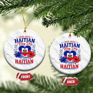May 18th Haitian Flag Day Floral Hibiscus Ceramic Ornament Proud To Be Haitian Heritage Pride TS02 1pc White Marble Print Your Wear