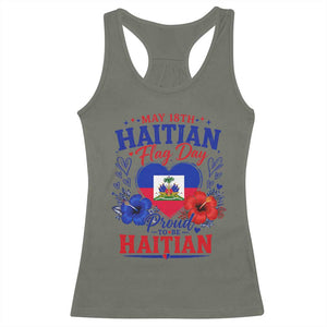 May 18th Haitian Flag Day Floral Hibiscus Racerback Tank Top Proud To Be Haitian Heritage Pride TS02 Military Green Print Your Wear