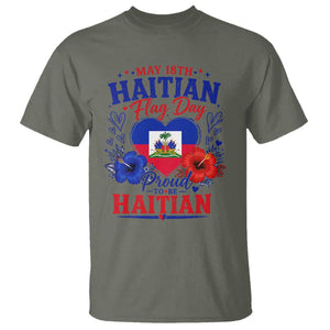 May 18th Haitian Flag Day Floral Hibiscus T Shirt Proud To Be Haitian Heritage Pride TS02 Military Green Print Your Wear