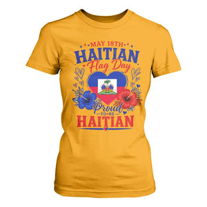 May 18th Haitian Flag Day Floral Hibiscus T Shirt For Women Proud To Be Haitian Heritage Pride TS02 Gold Print Your Wear