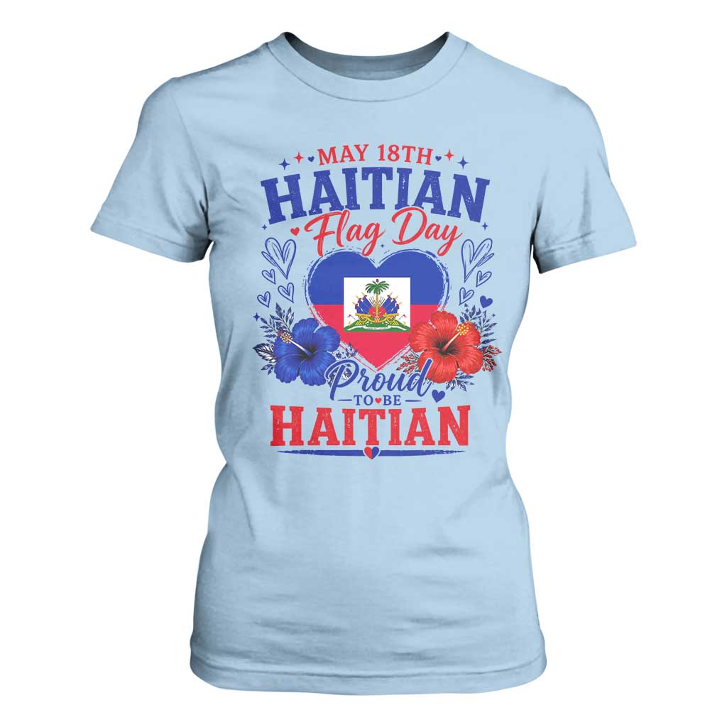 May 18th Haitian Flag Day Floral Hibiscus T Shirt For Women Proud To Be Haitian Heritage Pride TS02 Light Blue Print Your Wear