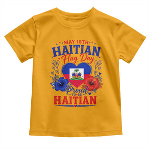 May 18th Haitian Flag Day Floral Hibiscus Toddler T Shirt Proud To Be Haitian Heritage Pride TS02 Gold Print Your Wear