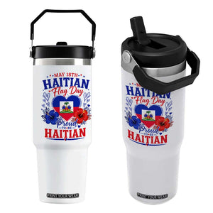 May 18th Haitian Flag Day Floral Hibiscus Flip Straw Tumbler Proud To Be Haitian Heritage Pride TS02 One Size: 30 oz White Print Your Wear