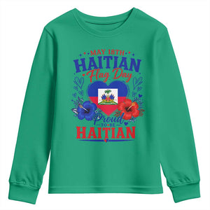 May 18th Haitian Flag Day Floral Hibiscus Youth Sweatshirt Proud To Be Haitian Heritage Pride TS02 Irish Green Print Your Wear