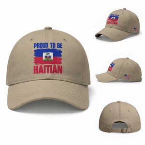 Proud To Be Haitian Baseball Cap Haiti Flag Heritage Pride TS02 Baseball Cap Universal Fit Khaki Print Your Wear