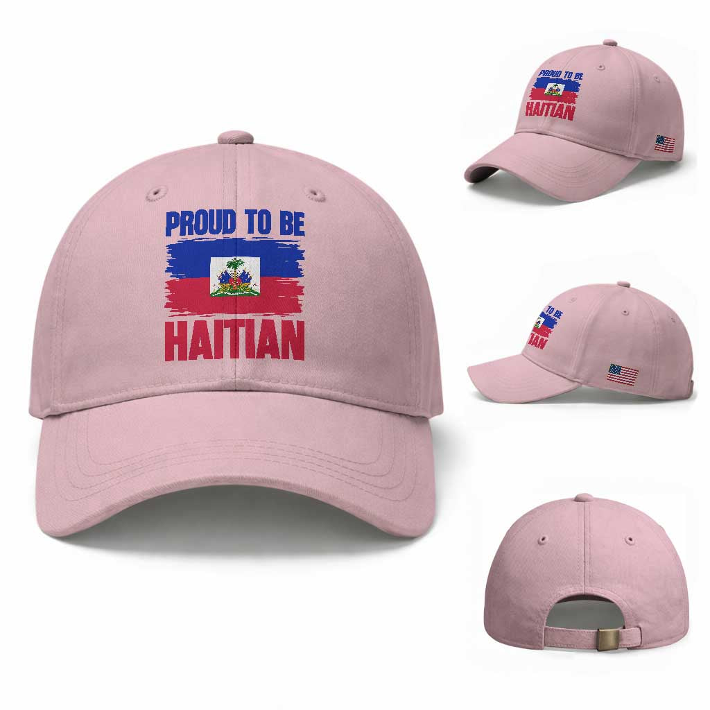 Proud To Be Haitian Baseball Cap Haiti Flag Heritage Pride TS02 Baseball Cap Universal Fit Light Pink Print Your Wear