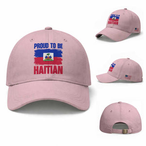 Proud To Be Haitian Baseball Cap Haiti Flag Heritage Pride TS02 Baseball Cap Universal Fit Light Pink Print Your Wear