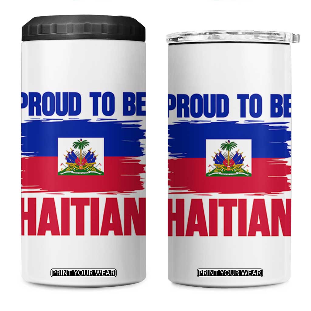 Proud To Be Haitian 4 in 1 Can Cooler Tumbler Haiti Flag Heritage Pride TS02 One Size: 16 oz White Print Your Wear