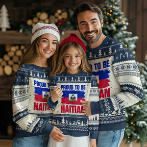 Proud To Be Haitian Ugly Christmas Sweater Haiti Flag Heritage Pride TS02 Beige Navy Print Your Wear