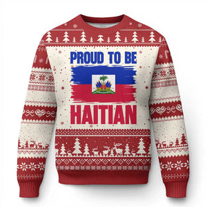 Proud To Be Haitian Ugly Christmas Sweater Haiti Flag Heritage Pride TS02 Beige Red Print Your Wear