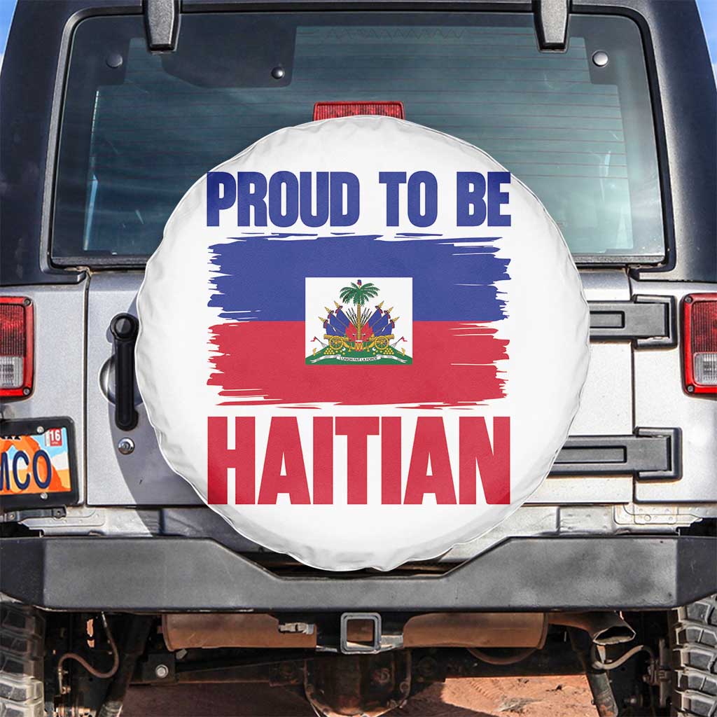 Proud To Be Haitian Spare Tire Cover Haiti Flag Heritage Pride TS02 No hole White Print Your Wear