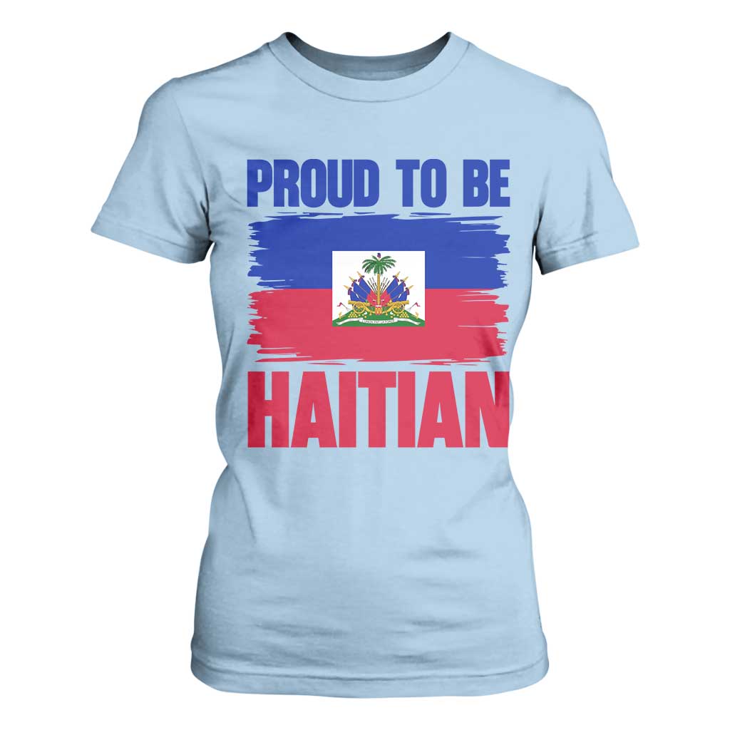 Proud To Be Haitian T Shirt For Women Haiti Flag Heritage Pride TS02 Light Blue Print Your Wear