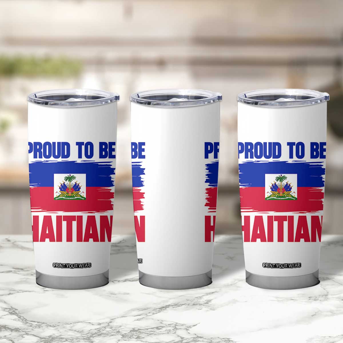 Proud To Be Haitian Tumbler Cup Haiti Flag Heritage Pride TS02 Print Your Wear