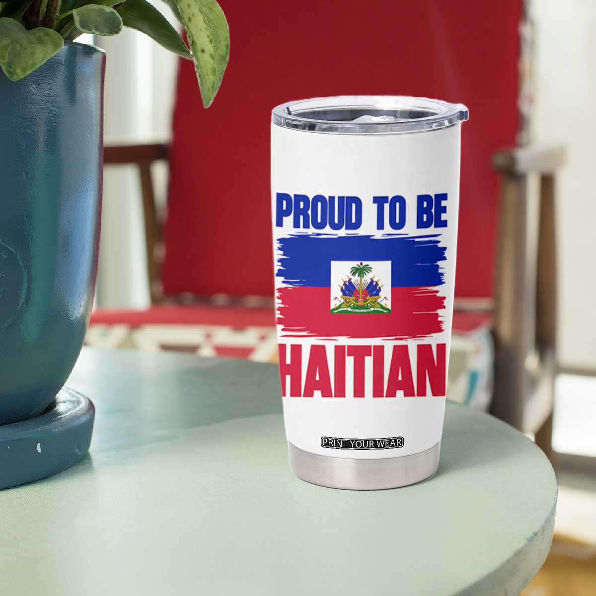Proud To Be Haitian Tumbler Cup Haiti Flag Heritage Pride TS02 Print Your Wear