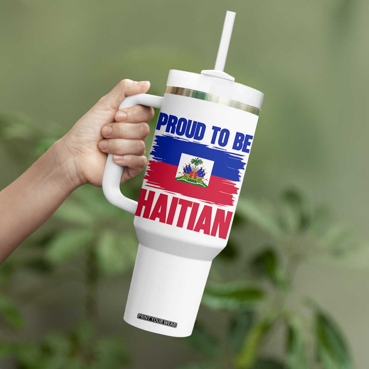 Proud To Be Haitian Tumbler With Handle Haiti Flag Heritage Pride TS02 Print Your Wear