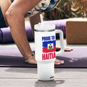 Proud To Be Haitian Tumbler With Handle Haiti Flag Heritage Pride TS02 Print Your Wear