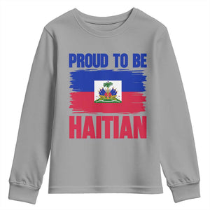Proud To Be Haitian Youth Sweatshirt Haiti Flag Heritage Pride TS02 Sport Gray Print Your Wear