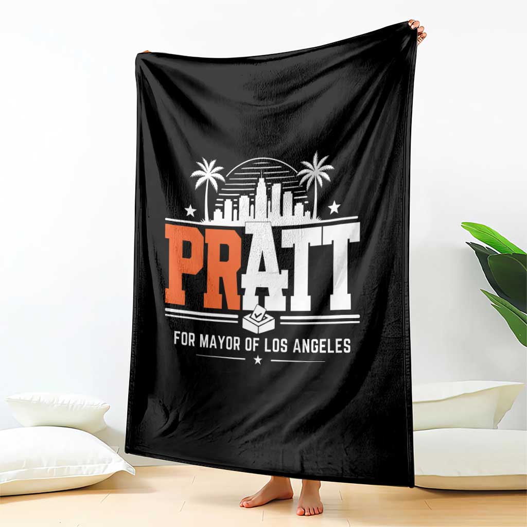 Pratt for Mayor of Los Angeles Retro Skyline Graphic Throw Blanket Support Local Leadership LA City California Pride TS02 Print Your Wear