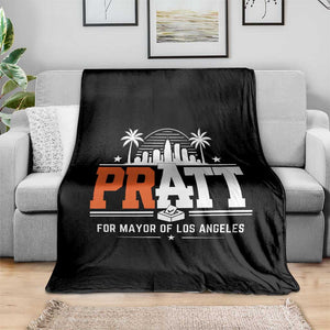 Pratt for Mayor of Los Angeles Retro Skyline Graphic Throw Blanket Support Local Leadership LA City California Pride TS02 Print Your Wear