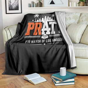 Pratt for Mayor of Los Angeles Retro Skyline Graphic Throw Blanket Support Local Leadership LA City California Pride TS02 Print Your Wear