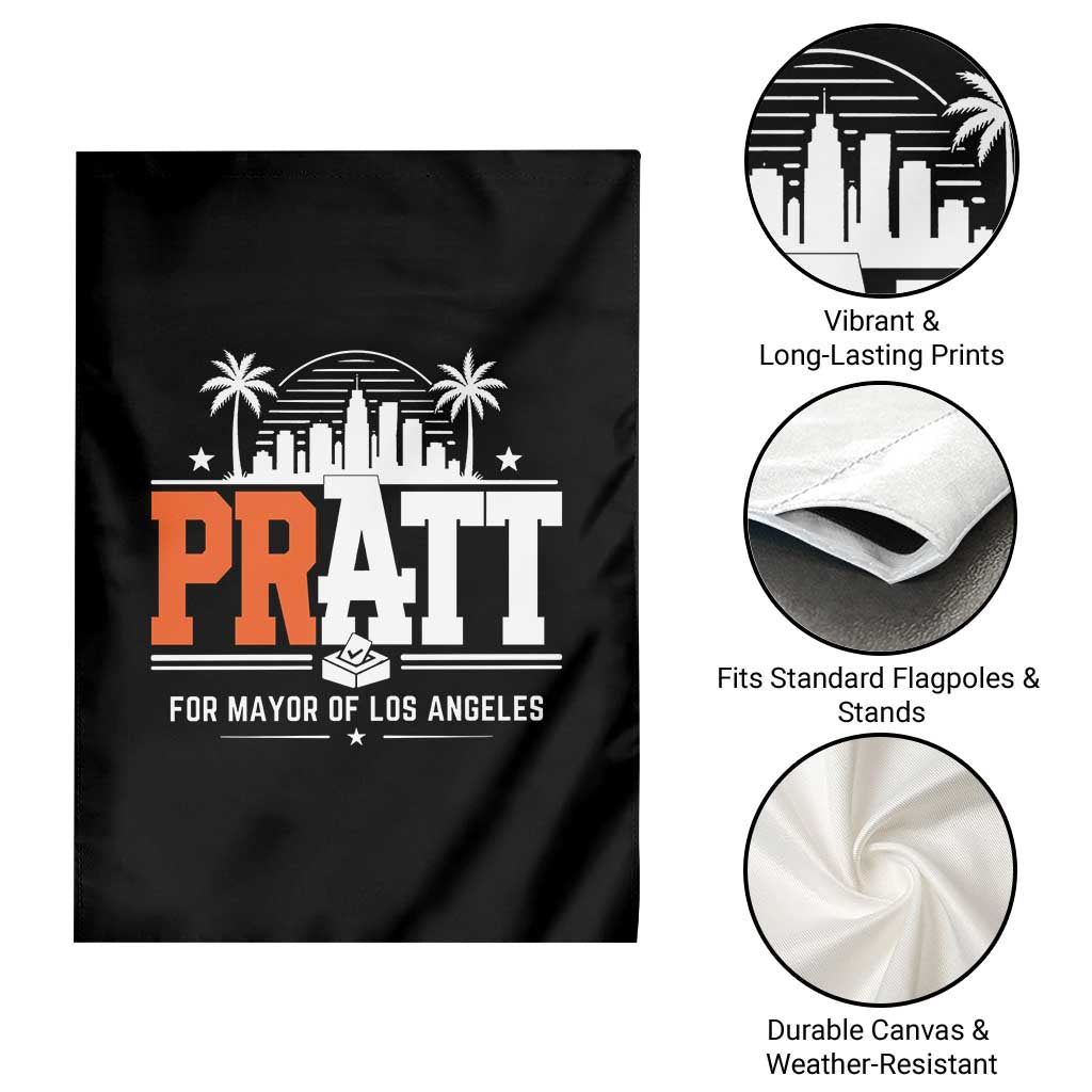 Pratt for Mayor of Los Angeles Retro Skyline Graphic Garden Flag Support Local Leadership LA City California Pride TS02 Print Your Wear