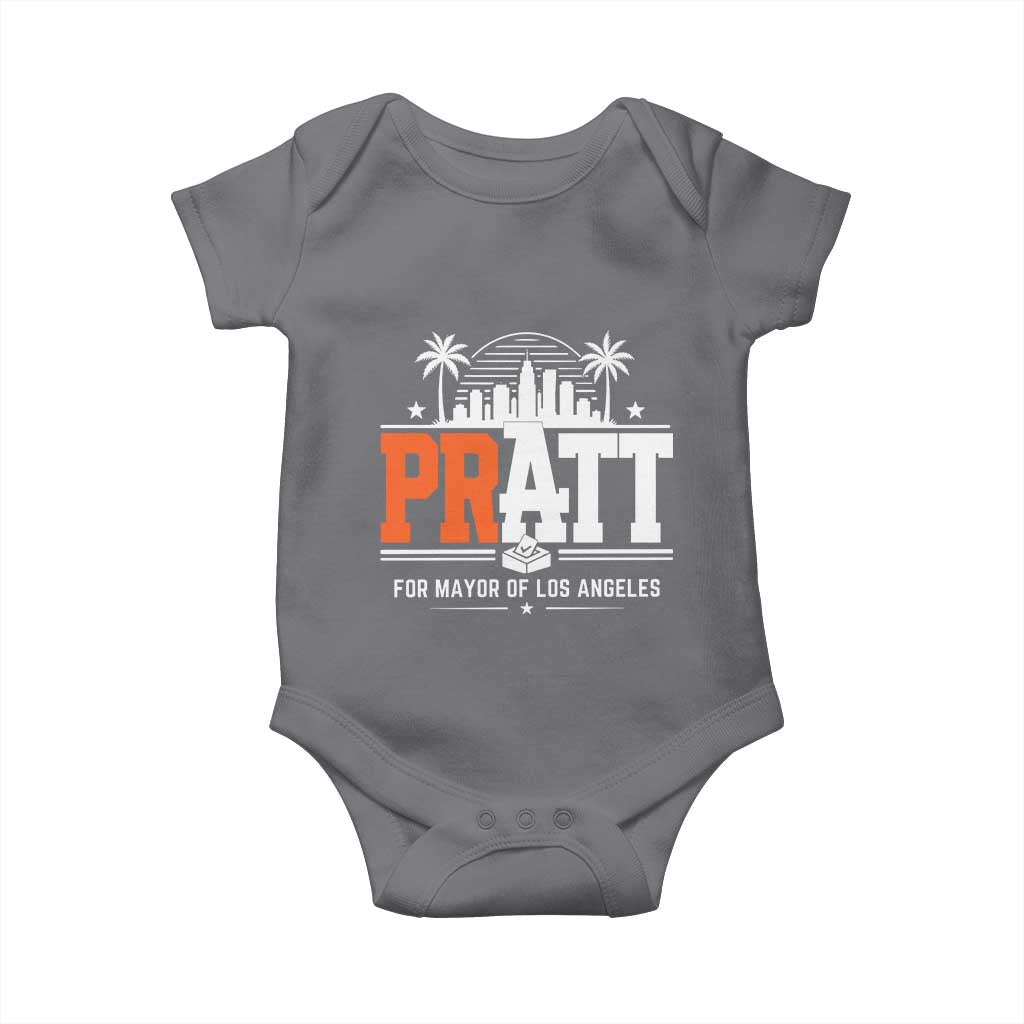 Pratt for Mayor of Los Angeles Retro Skyline Graphic Baby Onesie Support Local Leadership LA City California Pride TS02 Charcoal Print Your Wear