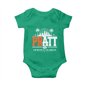 Pratt for Mayor of Los Angeles Retro Skyline Graphic Baby Onesie Support Local Leadership LA City California Pride TS02 Irish Green Print Your Wear
