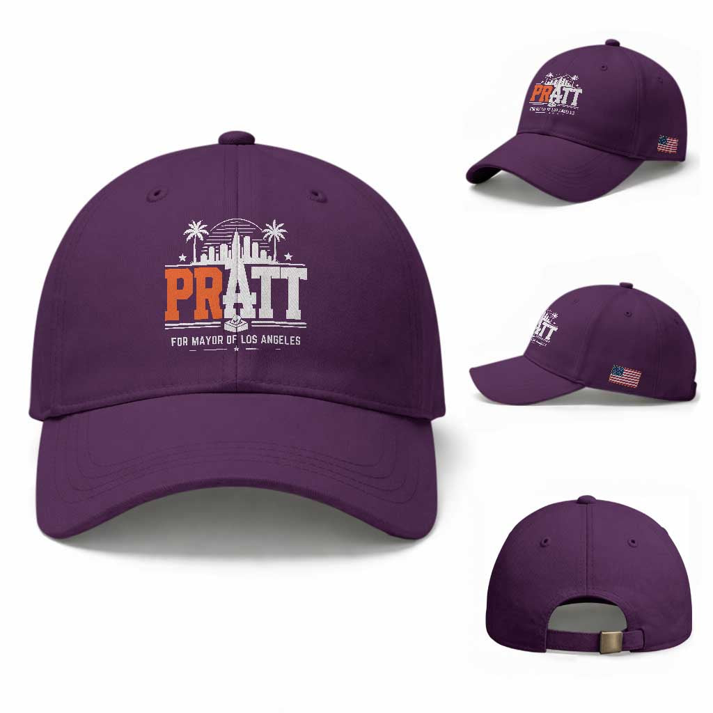 Pratt for Mayor of Los Angeles Retro Skyline Graphic Baseball Cap Support Local Leadership LA City California Pride TS02 Baseball Cap Universal Fit Purple Print Your Wear
