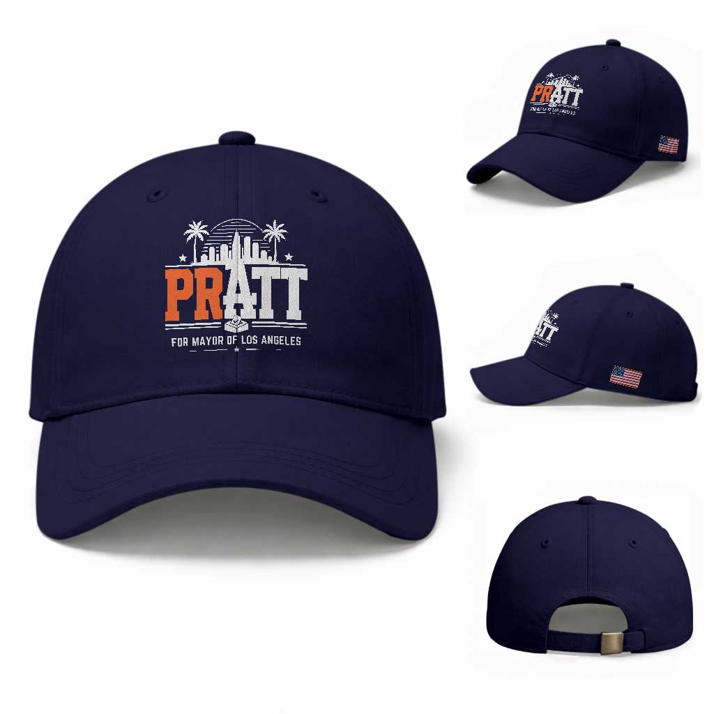 Pratt for Mayor of Los Angeles Retro Skyline Graphic Baseball Cap Support Local Leadership LA City California Pride TS02 Baseball Cap Universal Fit Dark Blue Print Your Wear