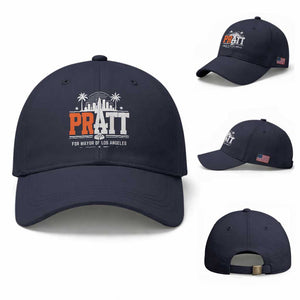 Pratt for Mayor of Los Angeles Retro Skyline Graphic Baseball Cap Support Local Leadership LA City California Pride TS02 Baseball Cap Universal Fit Navy Print Your Wear