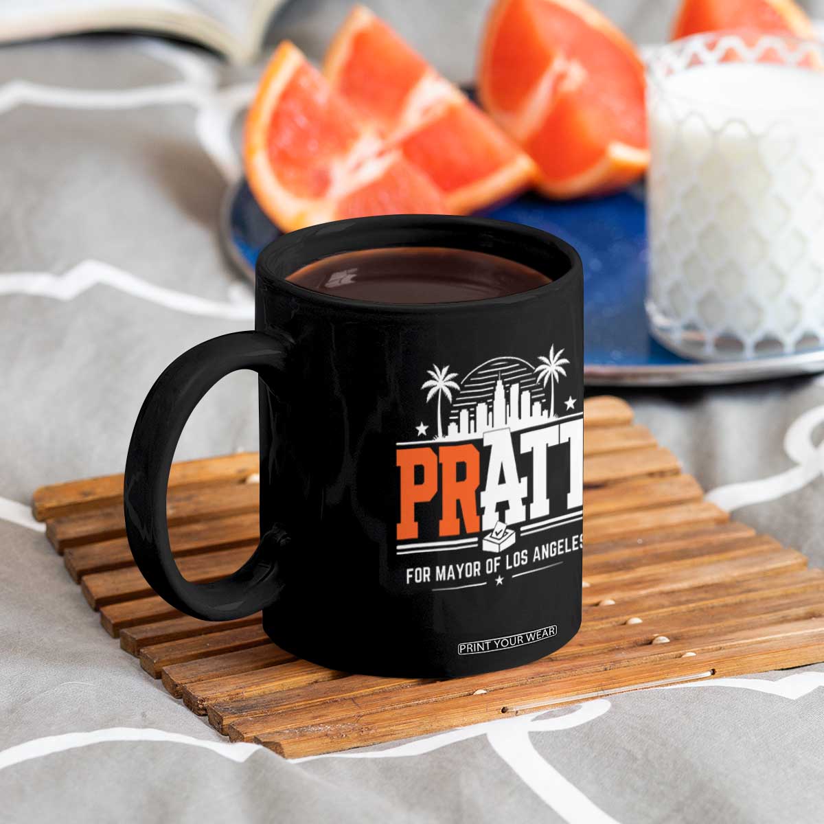 Pratt for Mayor of Los Angeles Retro Skyline Graphic Coffee Mug Support Local Leadership LA City California Pride TS02 Print Your Wear